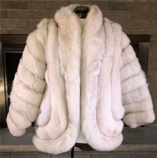 Luxurious Real Vintage Creamy White Blush Fox Fur Coat
