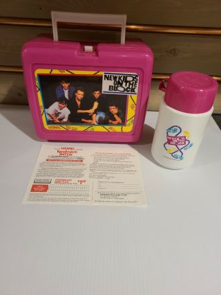 Vintage 1990 Kids On The Block Hard Plastic Lunch Box W/ Thermos Complete