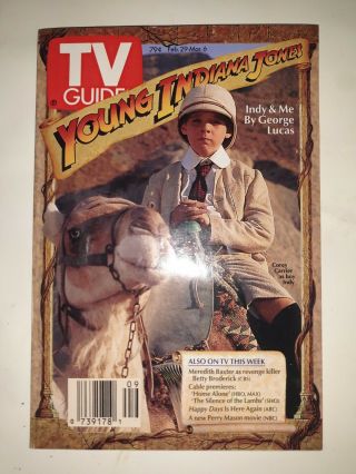 T.  V.  Guide Young Indiana Jones Feb 29 - Mar 6 George Lucas 1992 Vf