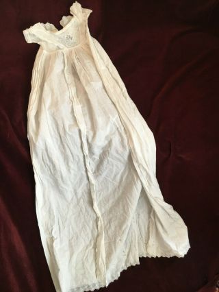 Early Victorian Antique Christening Gown,  Very Fine Cut Embroidery & Apron Style