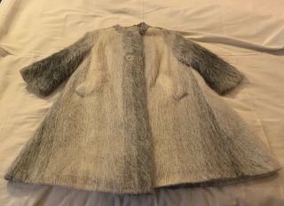 Vintage Lilli Ann Paris San Francisco Marbled Grey Faux Fur 3/4 Sleeve Coat