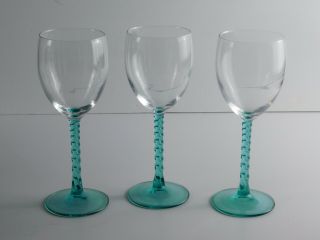 (3) Luminarc Cristal D’arques Durand Angelique Aqua Twisted Stem Wine Glasses