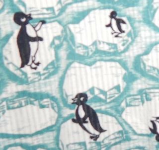Vintage 50s Mens Penguin Iceberg Theme Novelty Print Cotton Shirt