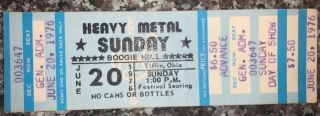 1976 Boogie Hill Foghat Nugent Heavy Metal Sunday Concert Ticket Stub Oh