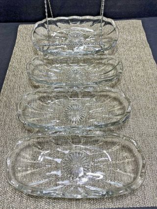 Set Of 4 - Vintage Banana Split Boat Ice Cream Parlor Heavy Glass Dishes 8 " X 4 "