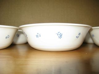 Set of 6 Corelle Provincial Blue Berry Dessert Bowls,  Blue Flowers 6 - 1/4 