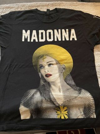 Madonna Tee Shirt Icon Virgin Mary Rebel Heart Concert Large Black
