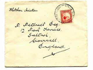 Pitcairn Island 1937 Cover Nz 1d.  Stamp “nz Postal Agency” Cancel Signed On Back