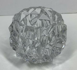 Tiffany & Co Crystal Rock Cut Votive Candle Holder Clear With Sticker Approx 3”