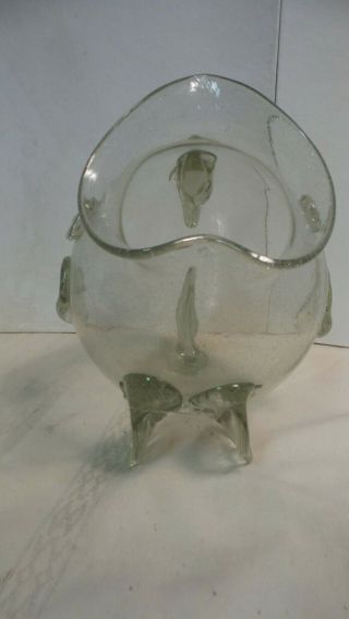 Lrg Hand Blown Glass Fish Open Mouth Bowl Terrarium 10x10 " Unique