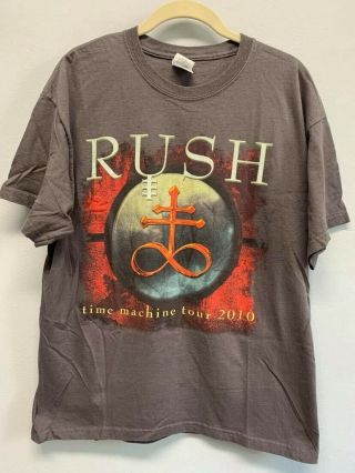 2010 Rush " Time Machine " Concert Tour T - Shirt Large 2 Sided Gray