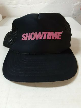 Vintage Showtime Tv Channel Snapback Mesh Trucker Black Hat,  Movie Collectible