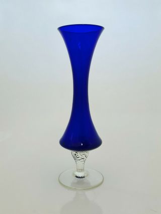 Vintage Royal Blue Bud Vase Murano Empoli Italian Art Glass Retro Mcm