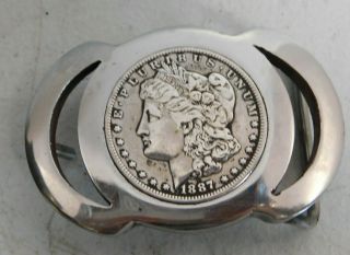 1887 - O Morgan Silver Dollar Belt Buckle