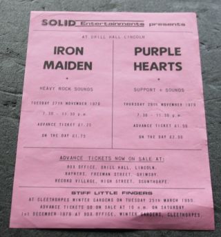 Iron Maiden 1979 Mega Mega Rare A5 Lincoln Drill Hall Handbill Flyer