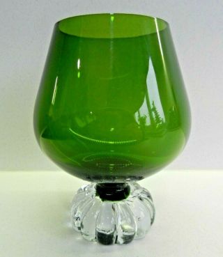 ASEDA GLASBRUK Scandinavian 1960 ' s Vintage Green Clear Glass Brandy snifter vase 3