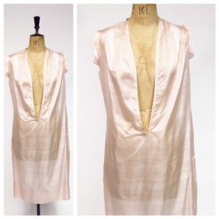 Vintage French 1920s 1930s Deco Pale Pink Silk Lingerie Slip Dress