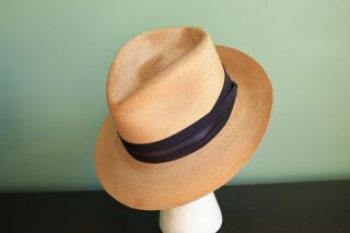 Gorgeous Vintage 50s Mallory “ten” Straw Hat,  Natural,  7 1/8th