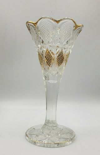 Us Glass Co.  No.  15048 Pennsylvania Pattern Omn Vase Eapg C.  1897 - 1908 Antique
