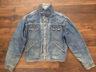 Vintage Jacket 1950s Wrangler Denim Size 42 Cowboy Blanket Cool Grunge Usa Made