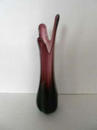 Vintage Amethyst / Purple Stretch Art Glass Bud Vase 16 "