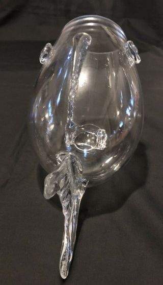 Vintage Blenko Clear Glass Open Mouth Fish Handblown Art Glass 3