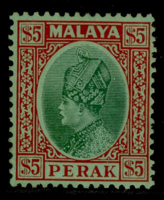 Malaysia - Perak Gvi Sg102,  $5 Green & Red/emerald,  M.  Cat £170.