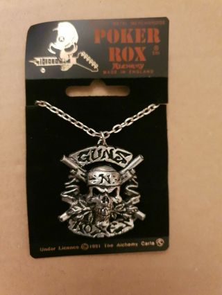 Guns N Roses Flag Alchemy Poker Rox Necklace Pendant Rare Deadstock