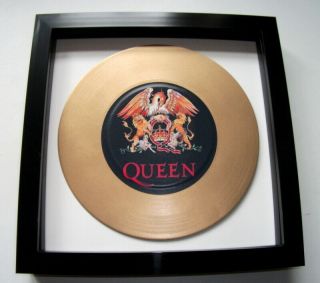 Queen Crest Freddie,  Mercury Unique Gold 7 " Vinyl Framed Ideal Gift