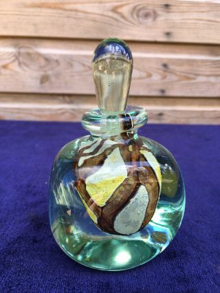 Vintage Hand Blown Mdina Cased Tri - Cone Art Glass Scent Bottle By Michael Harris