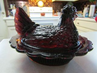 Mosser Hen On A Nest Amethyst Purple Glass Farmhouse Decor Vintage