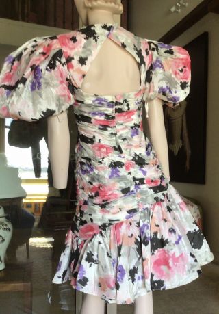 Vtg 80s Victor Costa Floral Over the Top Party Dress 8/10 3