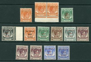 1942/44? Malaya Japanese Occupation 14 X Stamps M/m Or U/m Mnh? (2)