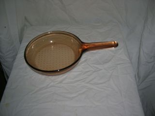 Visions Corning Ware Amber Glass Cookware 7 " Fry Pan Waffle Bottom France