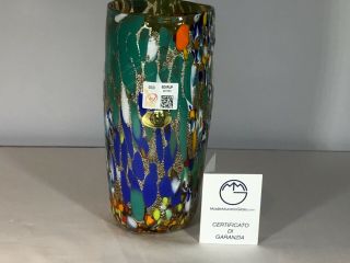 Murano Art Glass Vase By Imperio Rossi Flat Fantasy Murrina Signed