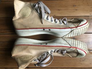 Vtg 1950s Us Keds Hi - Top Canvas White Sneakers Shoes Mens 10.  5 Made In Usa