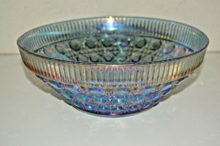 Vintage Indiana Windsor Iridescent Blue Purple Carnival Glass Salad / Fruit Bowl