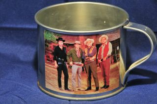 Vintage Bonanza Ponderosa Ranch Tin Mug Cups With Cartwrights Western Tv Show
