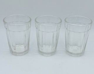 Vintage Anchor Hocking Juice Glasses - Set Of 3 Ribbed Diner 2.  25 X 3.  25”