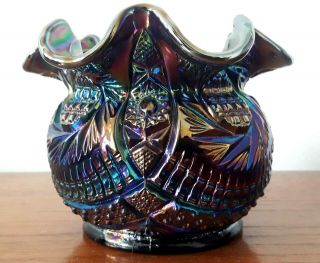 Vintage Fenton Carnival Glass Ruffled Edge Bowl
