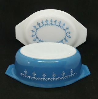 Vintage Pyrex Snowflake Garland Oval Casserole 043 With Lid