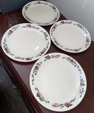 Vtg Set of 4 Corelle GARDEN HOME Dinner Plates 10 - 1/4 