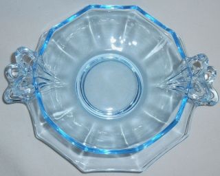 Fostoria Glass BLUE FAIRFAX PATTERN Whipped Cream Bowl w/Separate Underplate 2