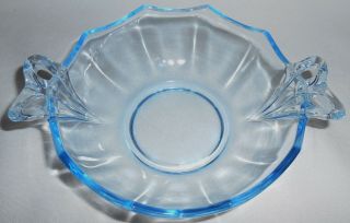Fostoria Glass BLUE FAIRFAX PATTERN Whipped Cream Bowl w/Separate Underplate 3
