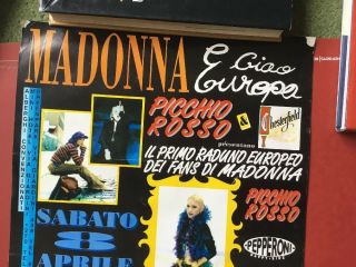 Madonna 1990s Italian Fan Club Mega Rare Promo Poster 1st Meeting European Fans 2