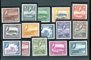 Antigua Qeii 1953 - 62 Definitive Set Of 15 Sg120a/134 Mnh