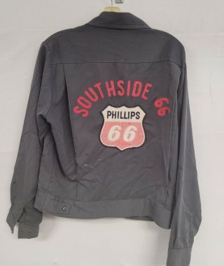 Vintage Gas Station Jacket Chain Stitched Vintage 60s Phillips 66 Unisex Gray