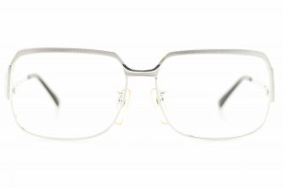 Vintage 70s Monb Silver Browline Glasses Frames Made In Japan 56 - 15