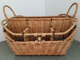 Princess House Casual Home Picnic Basket Wicker W/ Removeable Utensil Holder