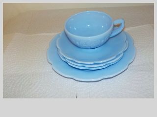 Vintage Jeannette Cherry Blossom Delphite Blue Child Dinnerware